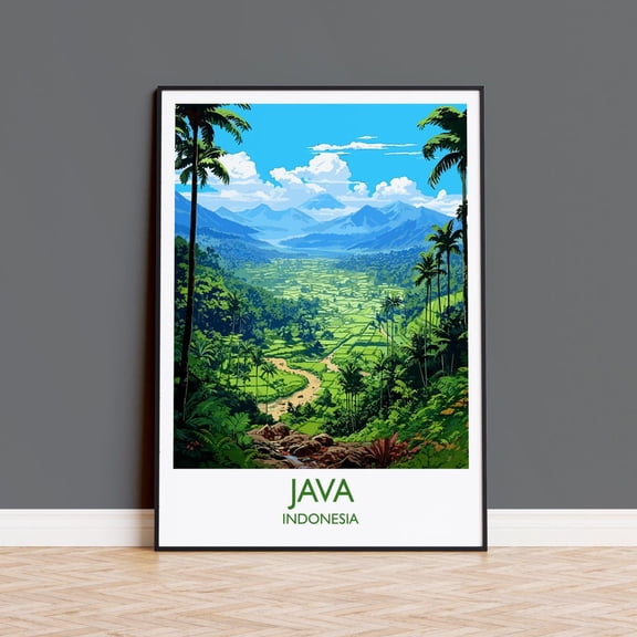 Java Travel Print Travel Poster of Java Indonesia Java Gift Wall Art Print