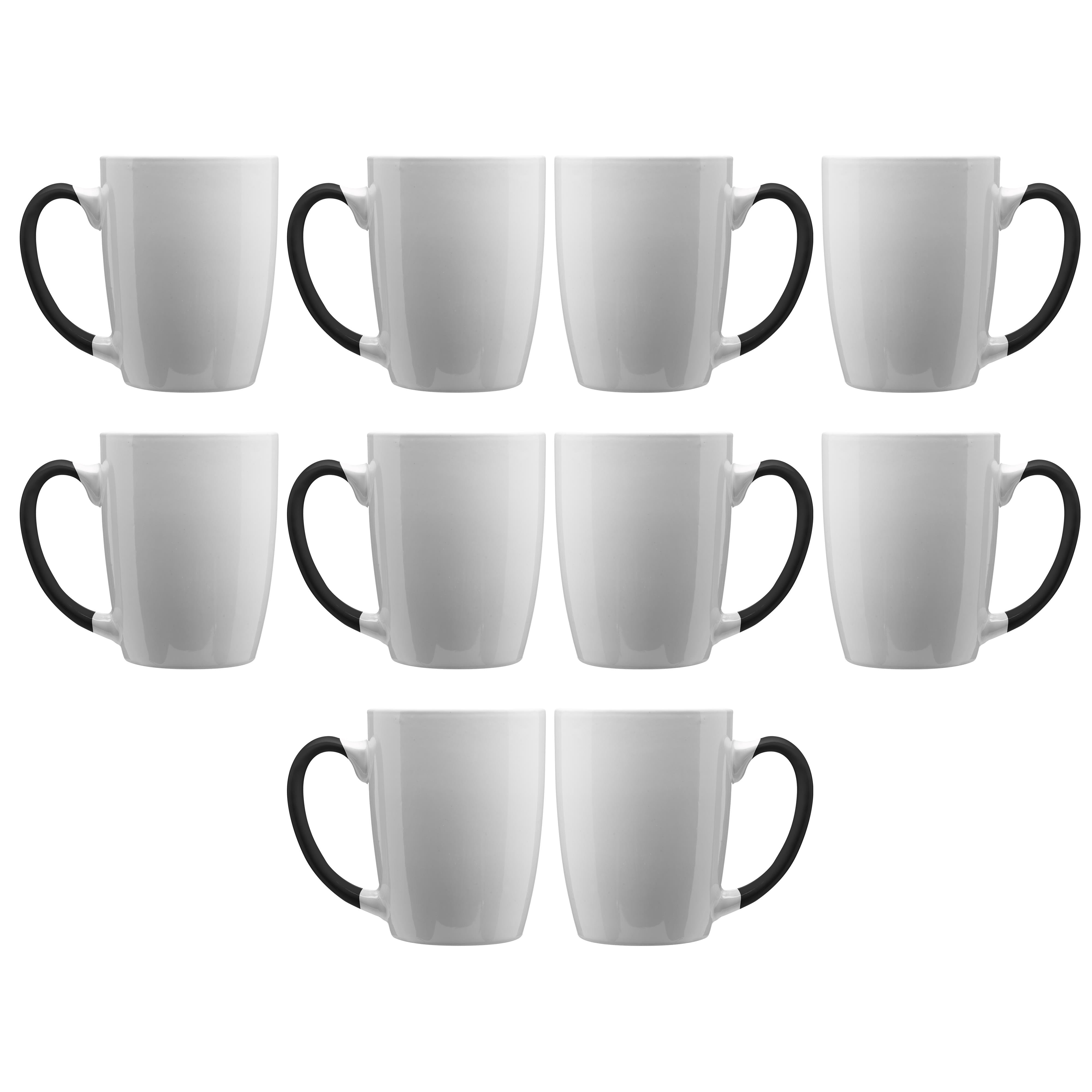 Java Two-Tone Coffee Mugs 12 oz. Set of 10, Bulk Pack - Perfect for Coffee, Tea, Espresso, Hot Cocoa, Other Beverages - Black