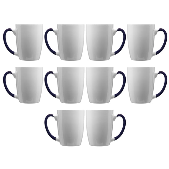 Java Two-Tone Coffee Mugs 12 oz. Set of 10, Bulk Pack - Perfect for Coffee, Tea, Espresso, Hot Cocoa, Other Beverages - Cobalt Blue
