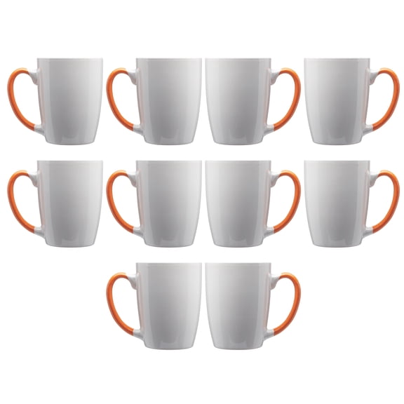 Java Two-Tone Coffee Mugs 12 oz. Set of 10, Bulk Pack - Perfect for Coffee, Tea, Espresso, Hot Cocoa, Other Beverages - Orange