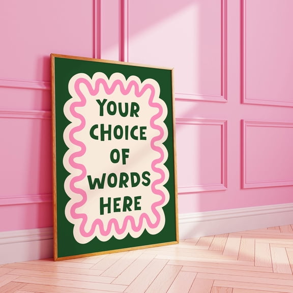 JavaC Custom funky wavy word art | personalised gift print