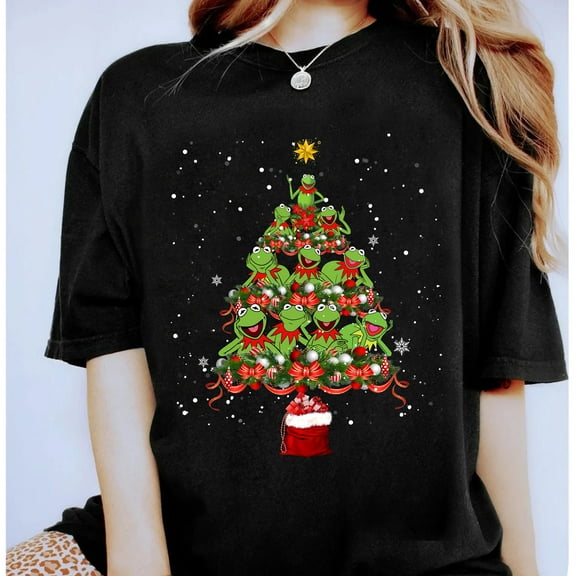 JavaC Disney The Muppets Kermit Frog Tree Christmas Gift Shirt, Disneyland Christmas Matching Family Shirts, Christmas Squad Shirt Party Gift