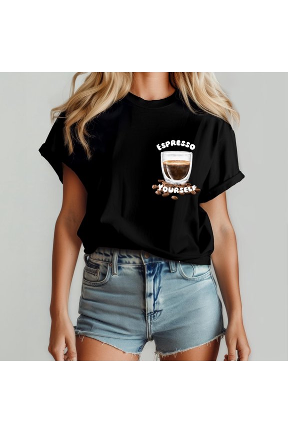 Espresso Yourself Unisex Coffee Lover T-Shirt | 'Brew Yourself' Graphic Tee | Fun & Stylish Coffee Enthusiast Apparel