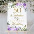 thumbnail image 1 of JavaC Floral 50th Birthday Welcome Sign, Purple Birthday Party Poster or Foam Board, B36-1, 1 of 3