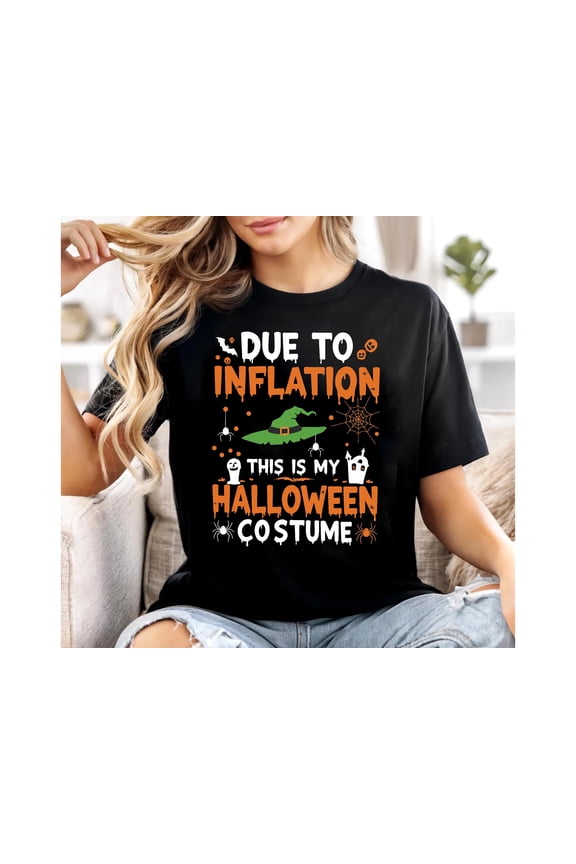 Funny Halloween T-Shirt, Due to Inflation This Is My Halloween Costume T-Shirt, Last Minute Costume T-Shirt, Economy Humor Halloween sarcastic tee