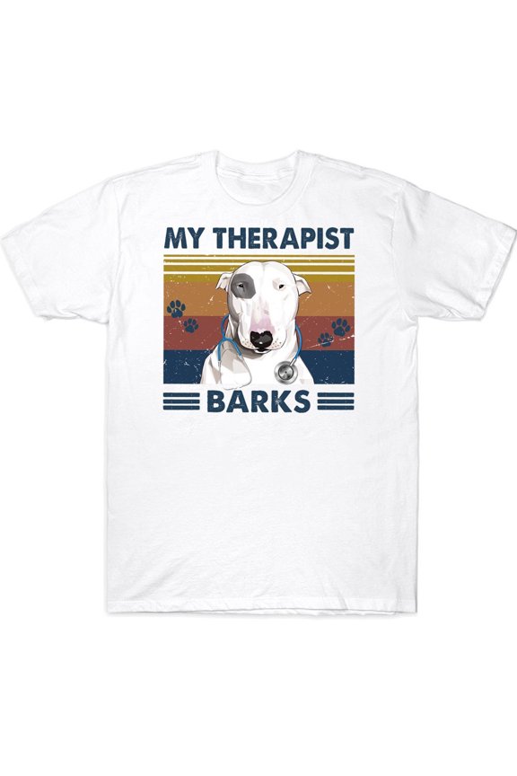 My Therapist Barks Funny Vintage Bull Terrier T-shirt