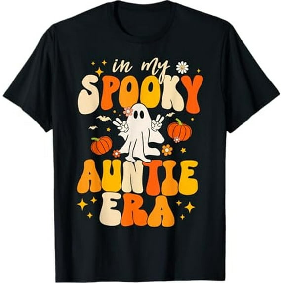 JavaC Retro In My Aunt Era Groovy Halloween Ghost Auntie T-Shirt