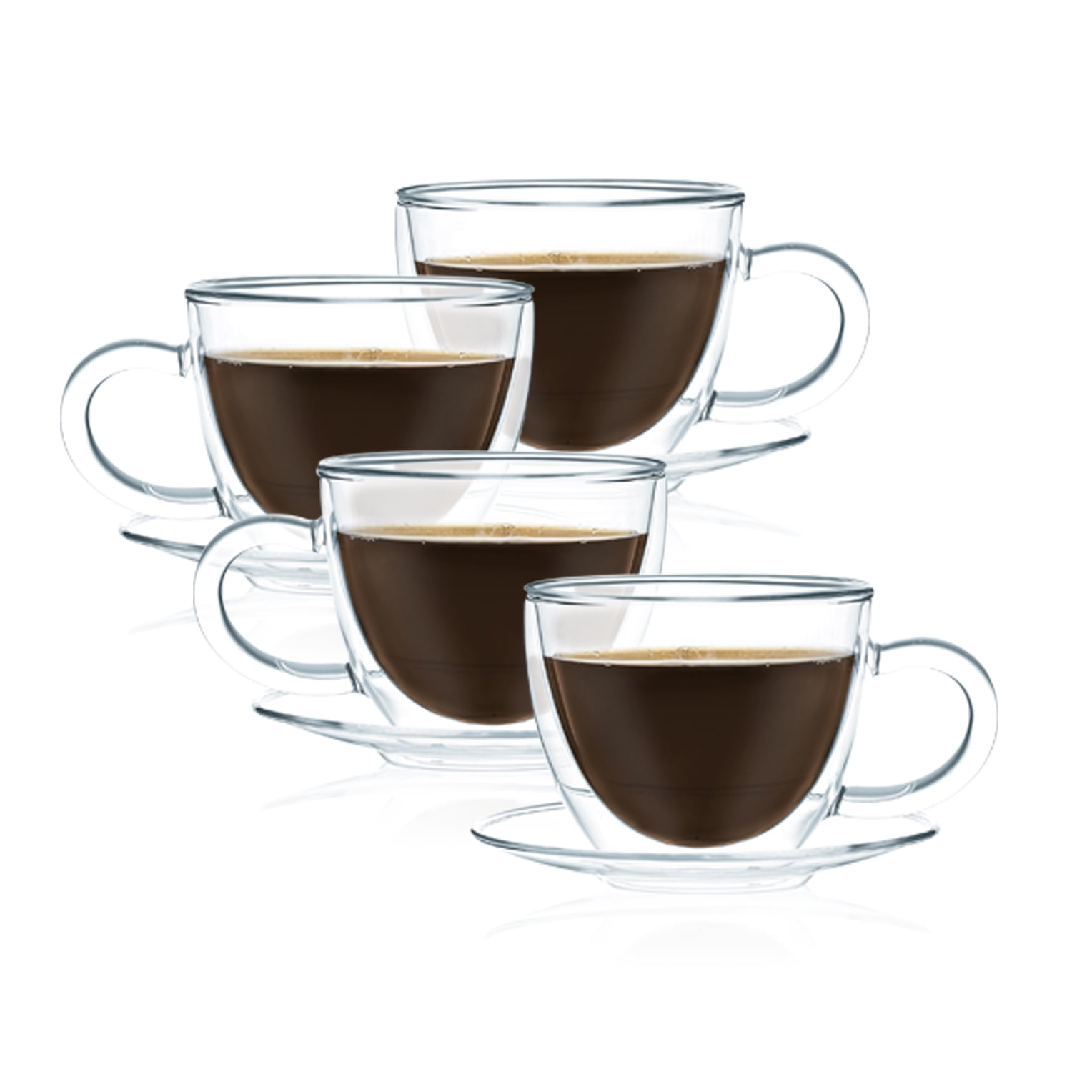 Volarium Tea Cups and Saucers Sets, 6PCs Clear Glass Coffee  Mugs and 6PCs Glass Saucers, Ideal 6.5 Ounce Size for Cappuccino, Specialty  Coffee Drinks, Latte, Cafe Mocha and Tea: Cup