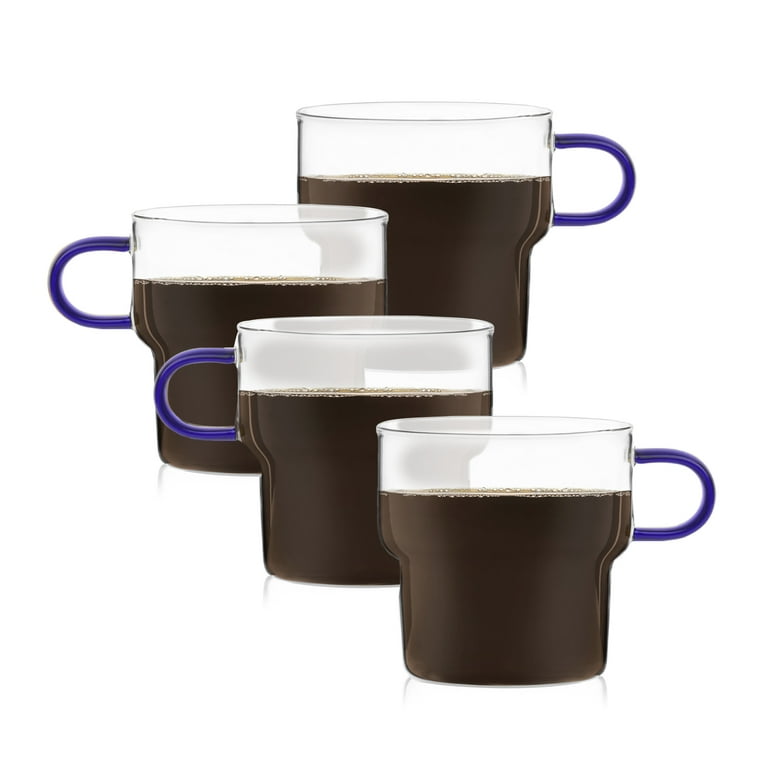 YMMIND 4-Pack 4oz Espresso Cups Espresso Shot Glasses with Handle, Small Glass Coffee Cups, Espresso Mugs Demitasse Cups Cappuccino Cup for Hot or