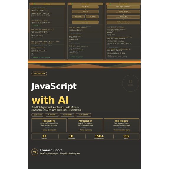 JavaScript with AI: A Complete Beginner's Guide to Modern JavaScript, AI Integration, and Intelligent Web Development, (Paperback)