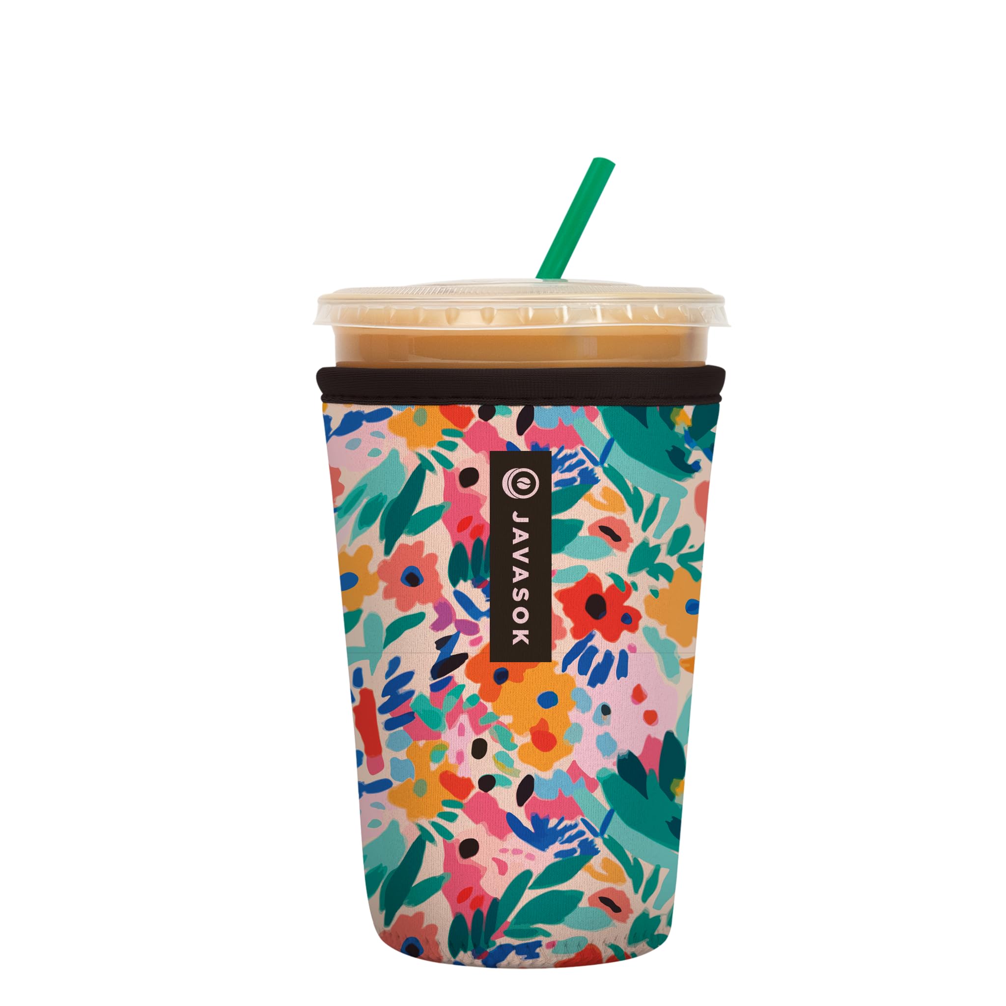 Reusable Neoprene Iced Coffee Cup Sleeve – Insulated Drink Holder For Cold Beverages, Fits Most Cups (Aurora Flow Design)