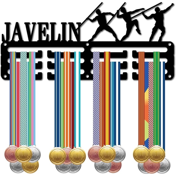 Javelin Medal Holder Javelin Medal Hanger Display Rack Sports Metal Hanging Awards Iron Small Mount Decor Black 11.4 x 5.1 Inch DIY Making