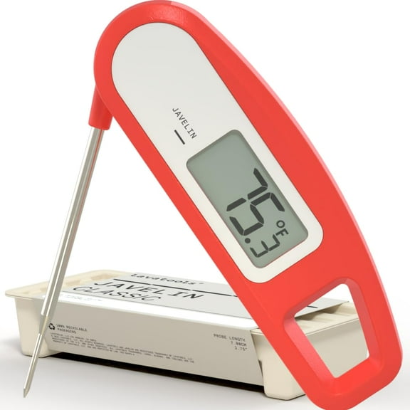 Javelin Ultra-Fast 3-Second Digital Instant Read Meat Thermometer for Grill and Cooking, 2.75" Probe, Compact Foldable Design, Large Display, IP65 Water Resistant, NSF Certified Sambal