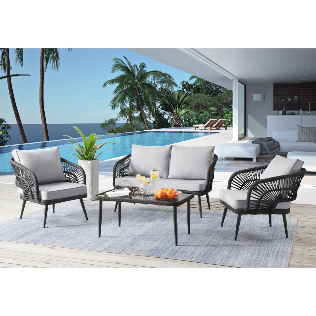 Faux rattan online lounge furniture set