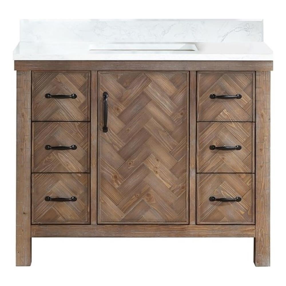 Javier 42" Freestanding Spruce Antique Gray Vanity with White Composite Stone Top