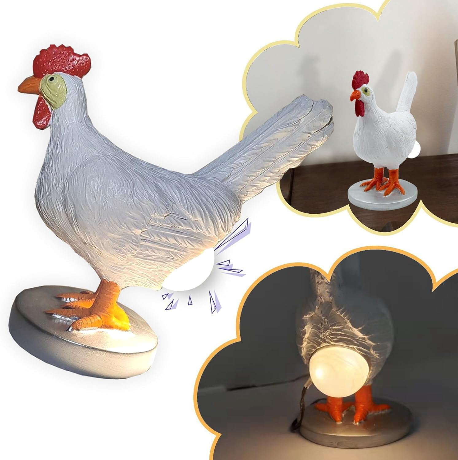 Javieruis Upgraded Chicken lamp, Funny Chicken Egg Lamp, Lifelike LED ...