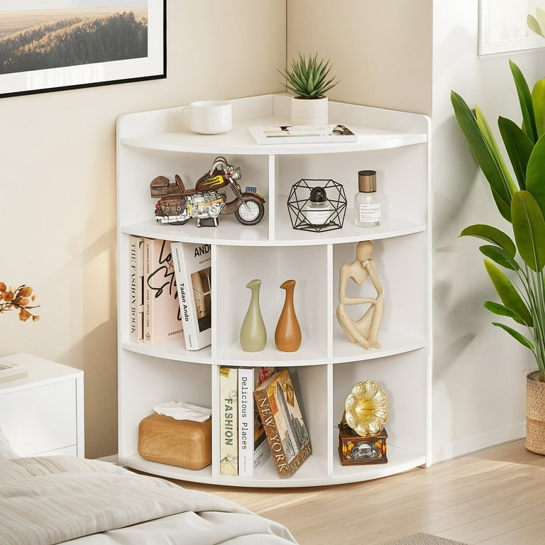 White triangle bookshelf discount