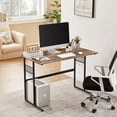 thumbnail image 1 of Javlergo 43.3in Simple Computer Desk, Home Office Laptop Desk Study Writing Wood Table & Metal Frame, Brown, 1 of 7