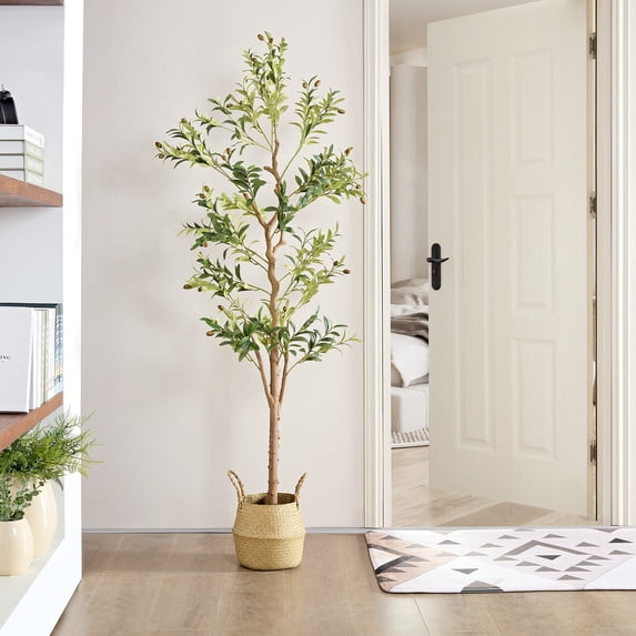Javlergo 5ft Tall Artificial Olive Tree In Pot Fake Plant Home Indoor Outdoor Decor