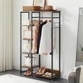 thumbnail image 1 of Javlergo Free-Standing Clothes Rack Storage Shelves Clothes Hanging Rack Wardrobe Closet Organizer, Brown, 1 of 7