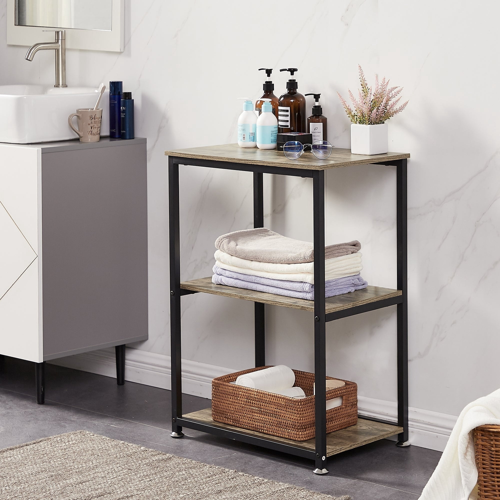 Curated visual reference: Javlergo Industrial End Side Tables Nightstand With 3 Tier Storage Photo Inspiration