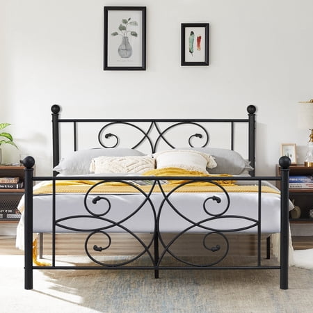 Javlergo Metal Platform Bed Frame with Headboard and Footboard, No Box Spring Needed Full
