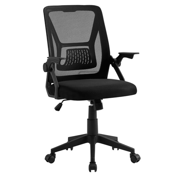 Javlergo Office Chair, Ergonomic Desk Chair Breathable Mesh Chair with Adjustable High Back Lumbar Support Flip-up Armrests, Executive Rolling Swivel Comfy Task Computer Chair, Black
