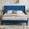 thumbnail image 1 of Javlergo Queen Bed Frame, Upholstered Platform Bed Frame with Headboard and Strong Wooden Slats, Non-Slip and Noise-Free,No Box Spring Needed, Easy Assembly, Queen Size Bed Frame, Dark Blue, 1 of 8