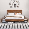 thumbnail image 1 of Javlergo Queen Size Platform Bed Frame with 4 Storage Drawers, Metal Bed Frame Non-Slip Without Noise Strong Metal Slats Support No Box Spring Needed, Easy Assembly, Brown, 1 of 8