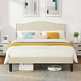 thumbnail image 1 of Javlergo Queen Size Platform Bed Frame, Upholstered Bed Frame with Adjustable Headboard, No Box Spring Needed, Wooden Slats Support, Mattress Foundation, Beige, 1 of 8