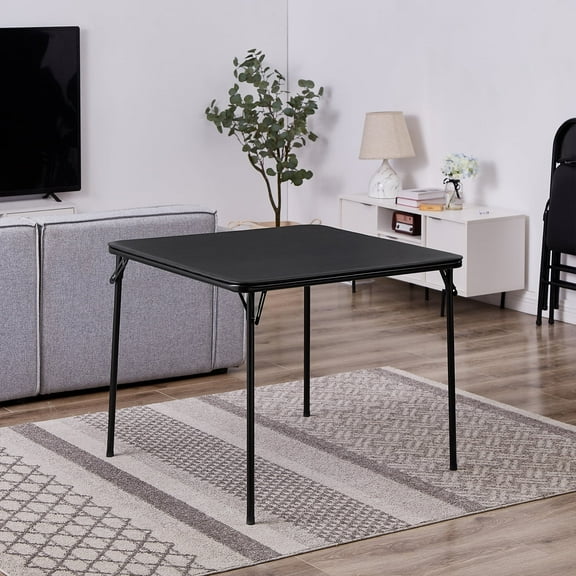 Javlergo Square Folding Table, Portable Card/Activity Table with Collapsible Legs & Vinyl Upholstery, Indoor and Outdoor, Black