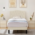 thumbnail image 1 of Javlergo Upholstered Platform Bed Frame with Adjustable Headboard, No Box Spring Needed Beige Twin, 1 of 5