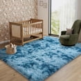 thumbnail image 1 of Javonne Fluffy Shag Rug for Bedroom,5'x7' Soft Shaggy Fuzzy Area Rugs for Living Room,Cute Furry Plush Kids Rugs Nursery Dorm Boys Girls Bed Room Carpets,Tie-dye Peacock Blue, 1 of 8
