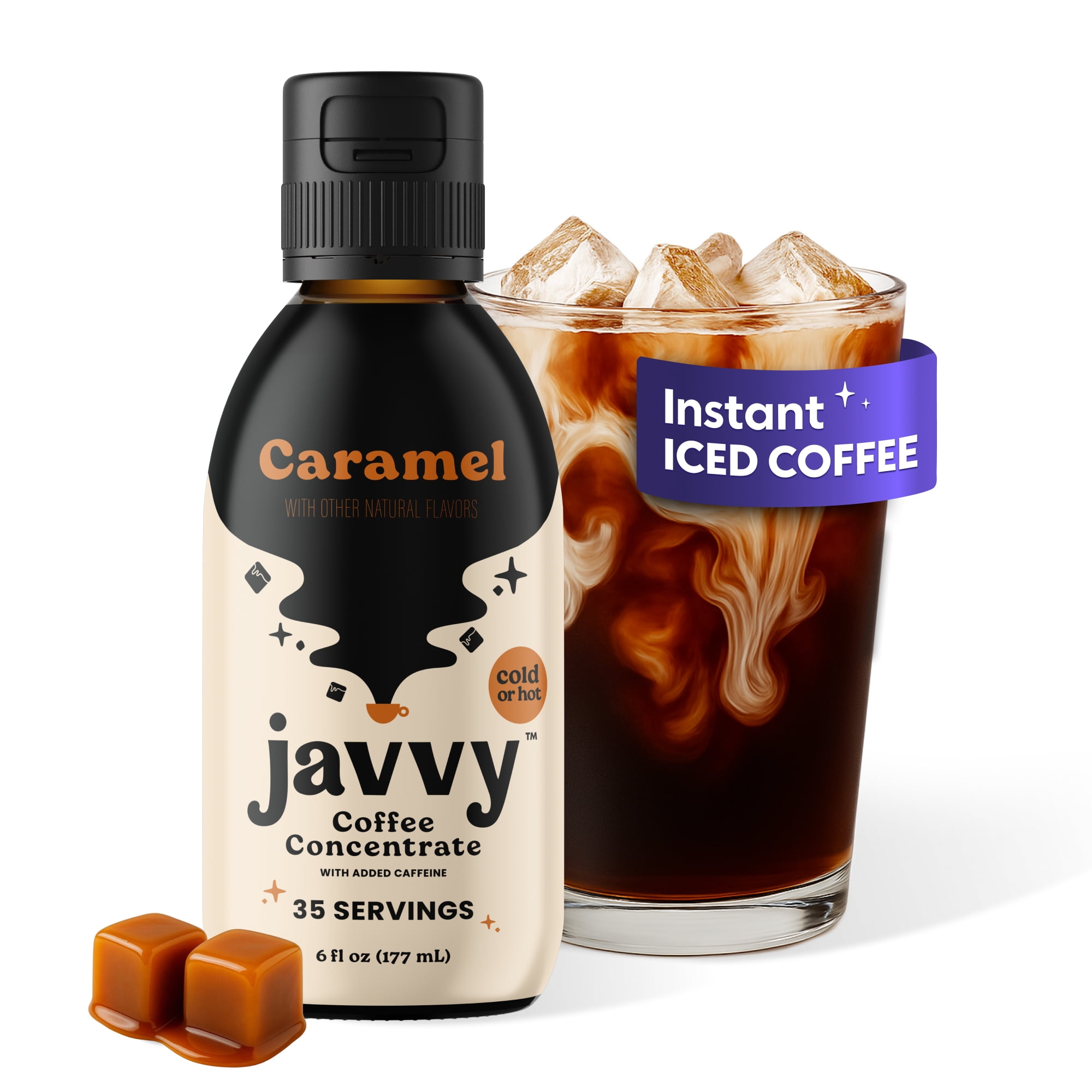 Javvy Coffee Concentrate - Cold Brew Coffee, Perfect for Instant Iced Coffee, Cold Brewed Coffee and Hot Coffee, 35 Servings - Caramel