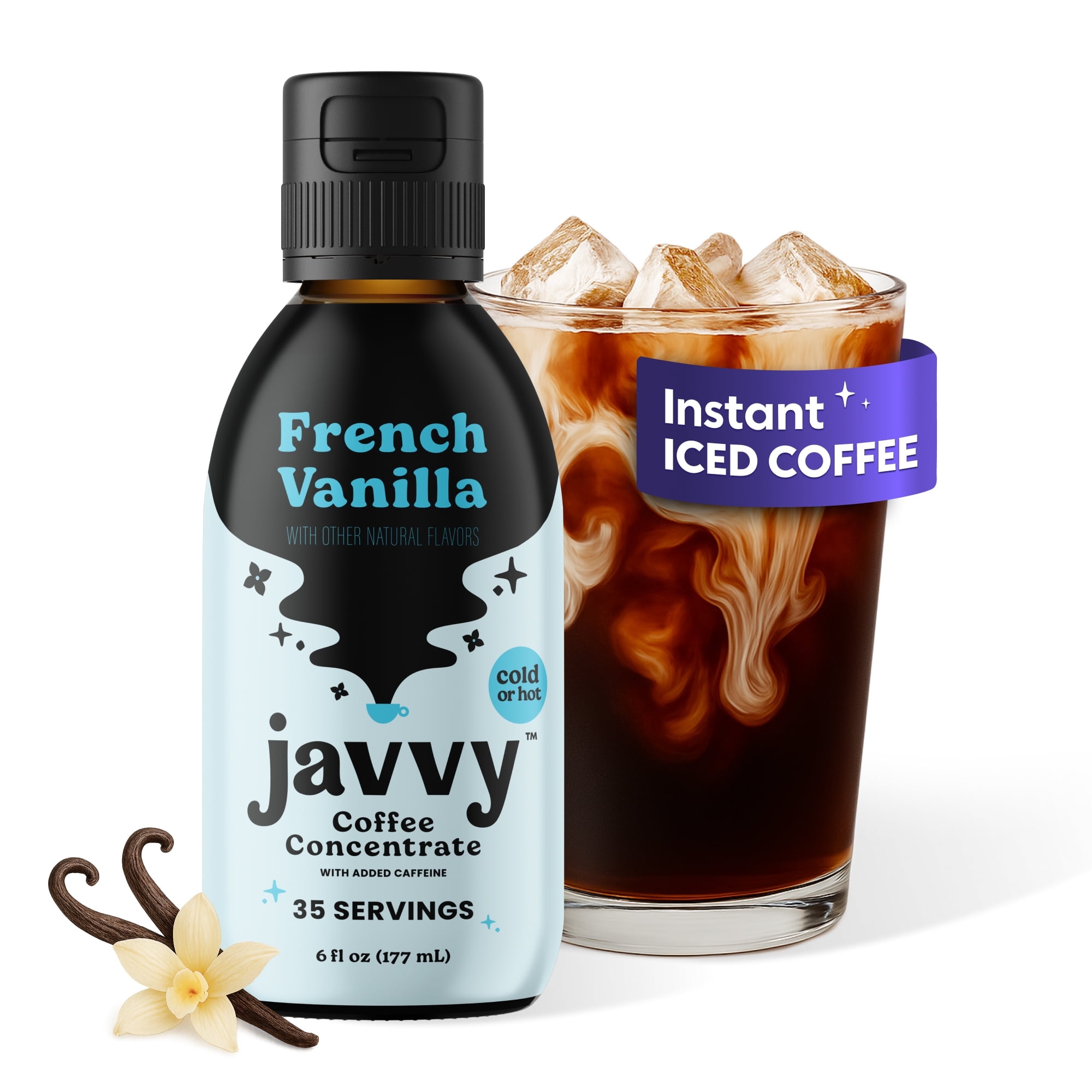 Javvy Coffee Concentrate - Cold Brew Coffee, Perfect for Instant Iced Coffee, Cold Brewed Coffee and Hot Coffee, 35 Servings - French Vanilla