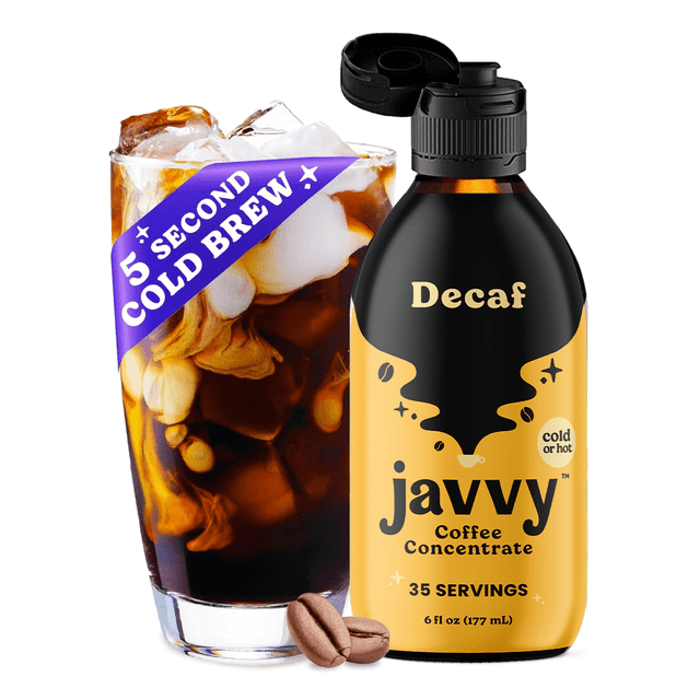 Javvy Coffee Concentrate - Cold Brew Coffee, Perfect for Instant Iced Coffee, Cold Brewed Coffee and Hot Coffee, 35 Servings - Original Decaf