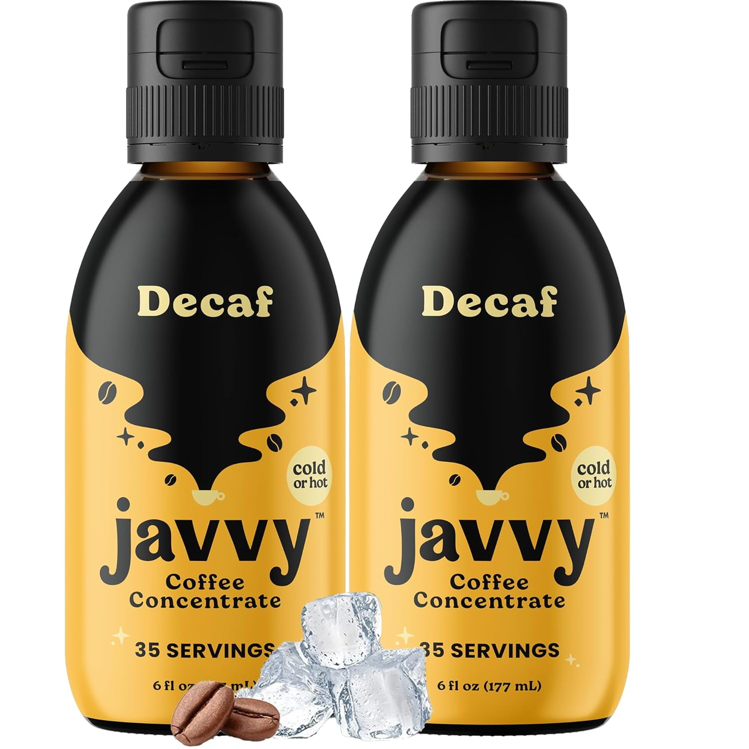 Javvy Cold Brew Iced Coffee Concentrate, 2 Decaf Pack, Arabica Coffee Beverages, 35X Liquid Coffee Concentrate, Instant Coffee Alternative, Concentrated Ice Coffee Drinks & Cold-Brew, Coffee Gifts