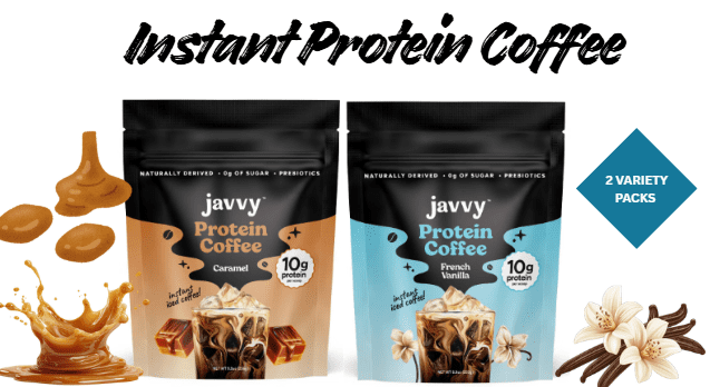 Javvy Protein Instant Coffee Variety Pack, Caramel & French Vanilla, 2 ...