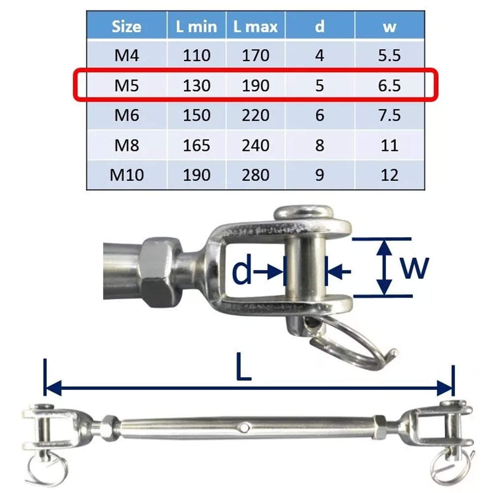 Running Rigging Thread Sizes Jaw Turnbuckle Rigging Screw Marine Stainless Steel Closed Body ...