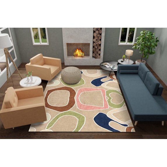 Jawa collection Handmade Modern Abstract Design Hand Tufted Area Rug Hand Tuft Wool Rug