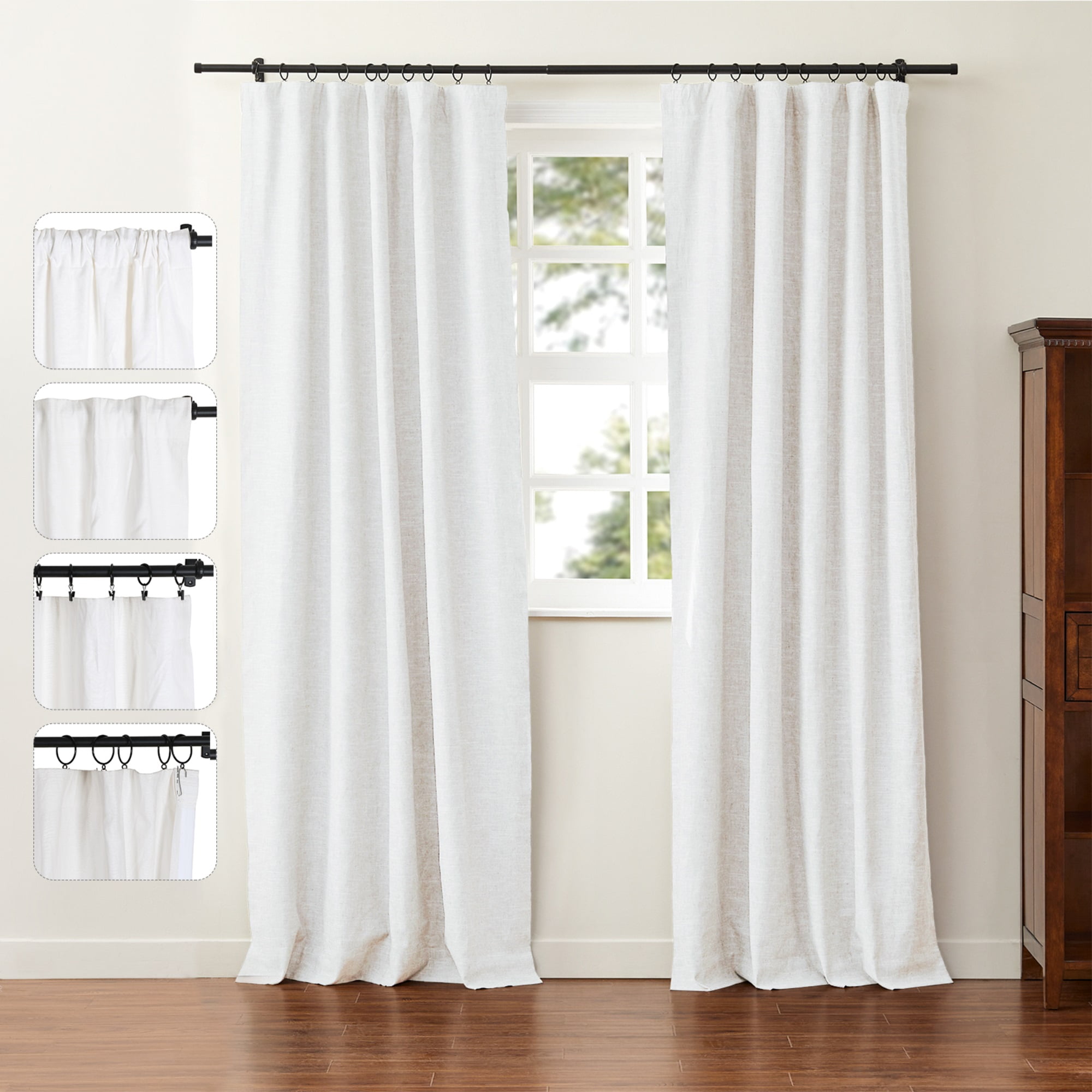 String Curtain White 3 ft x 20 ft - Polyester & Cotton Nassau (trimmable  length!)