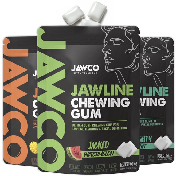 Jawcko Ultra-Tough Jawline Chewing Gum Variety 3-Pack | Facial Fitness Hard Gum