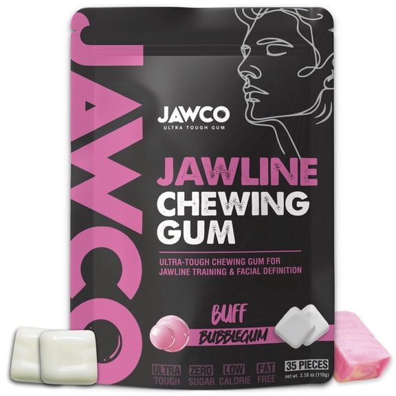 Jawco Ultra-Tough Jawline Chewing Gum | Buff Bubblegum Facial Fitness Hard Gum