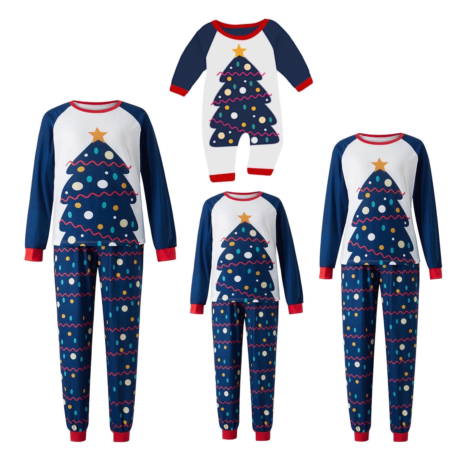Jaweiwi Christmas Family Matching Pajamas Set with Tree Print, Color ...