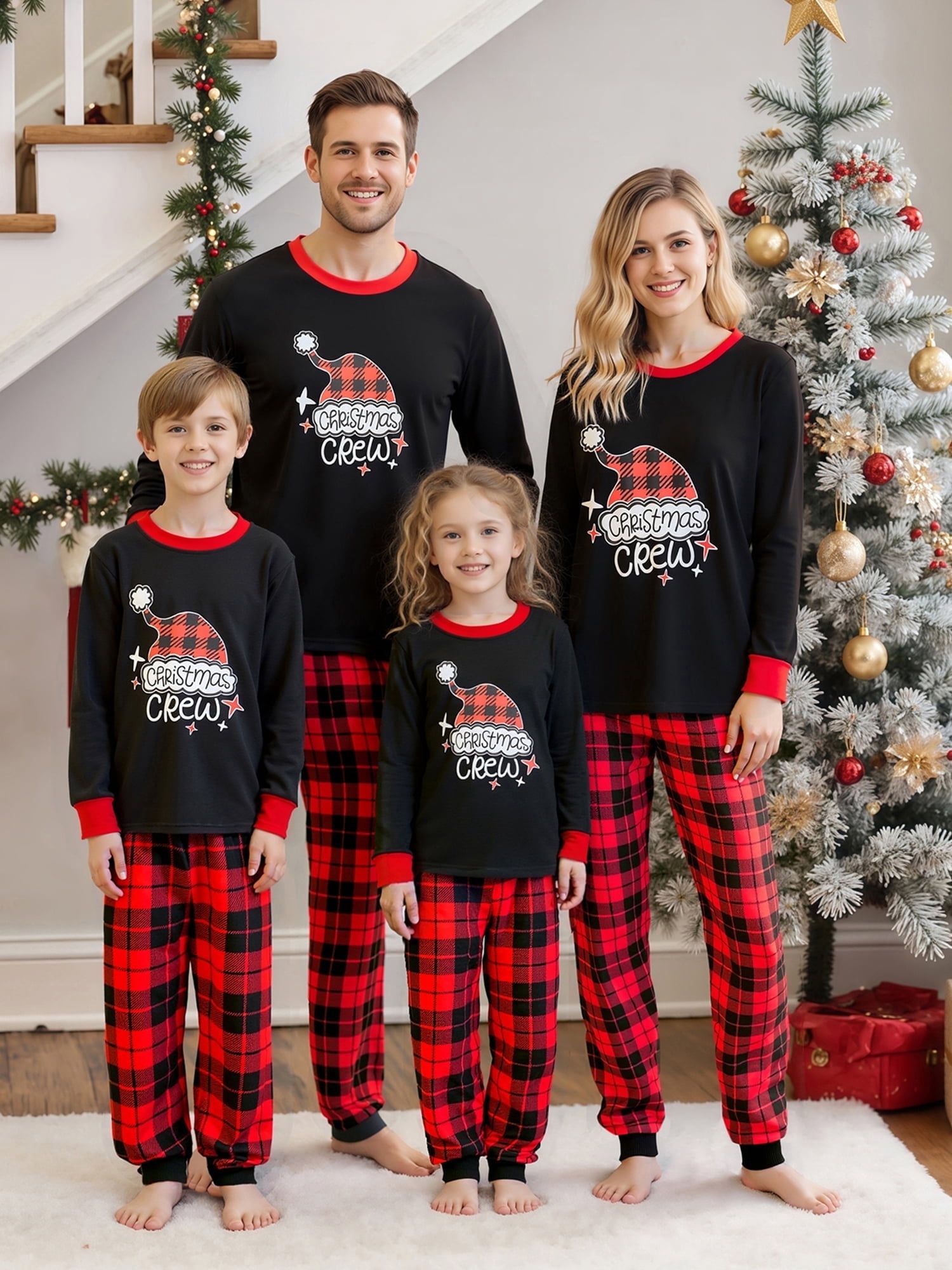 Jaweiwi Christmas Family Pajamas Matching Set, Letters Print Long ...