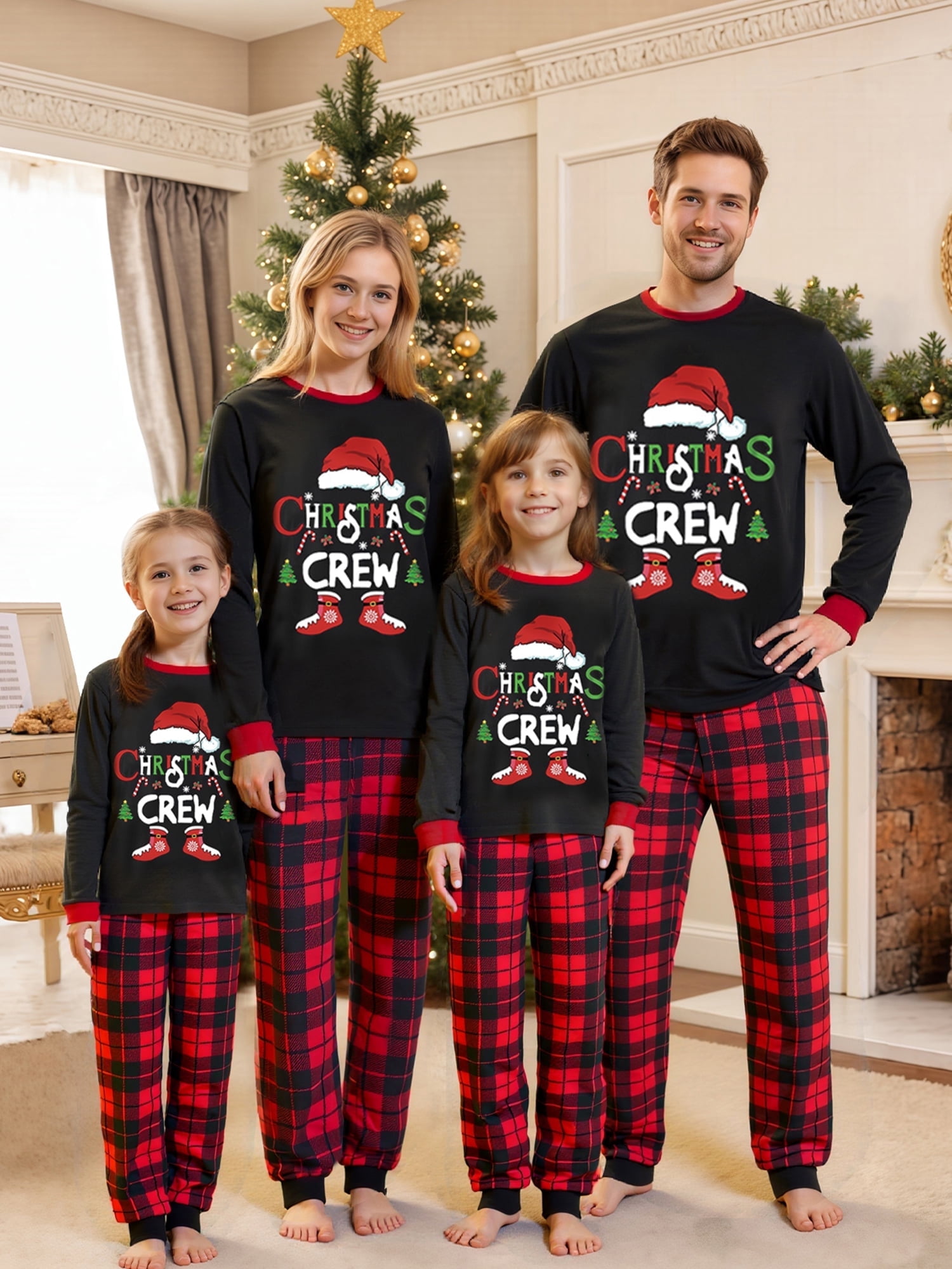 Jaweiwi Christmas Family Pajamas Matching Set, Long Sleeve Letters ...