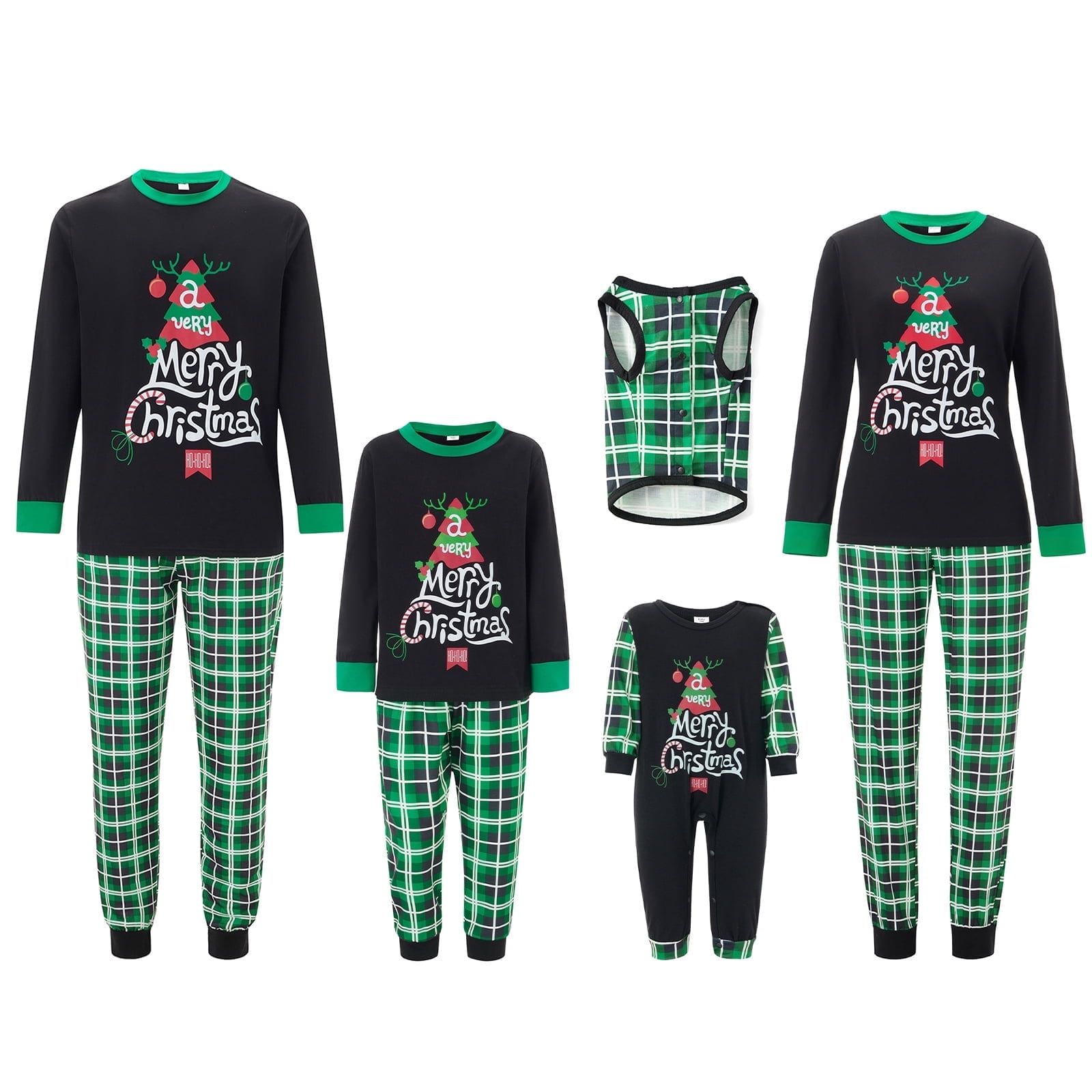 Jaweiwi Family Matching Christmas Pajamas Set Christmas Tree Letter ...
