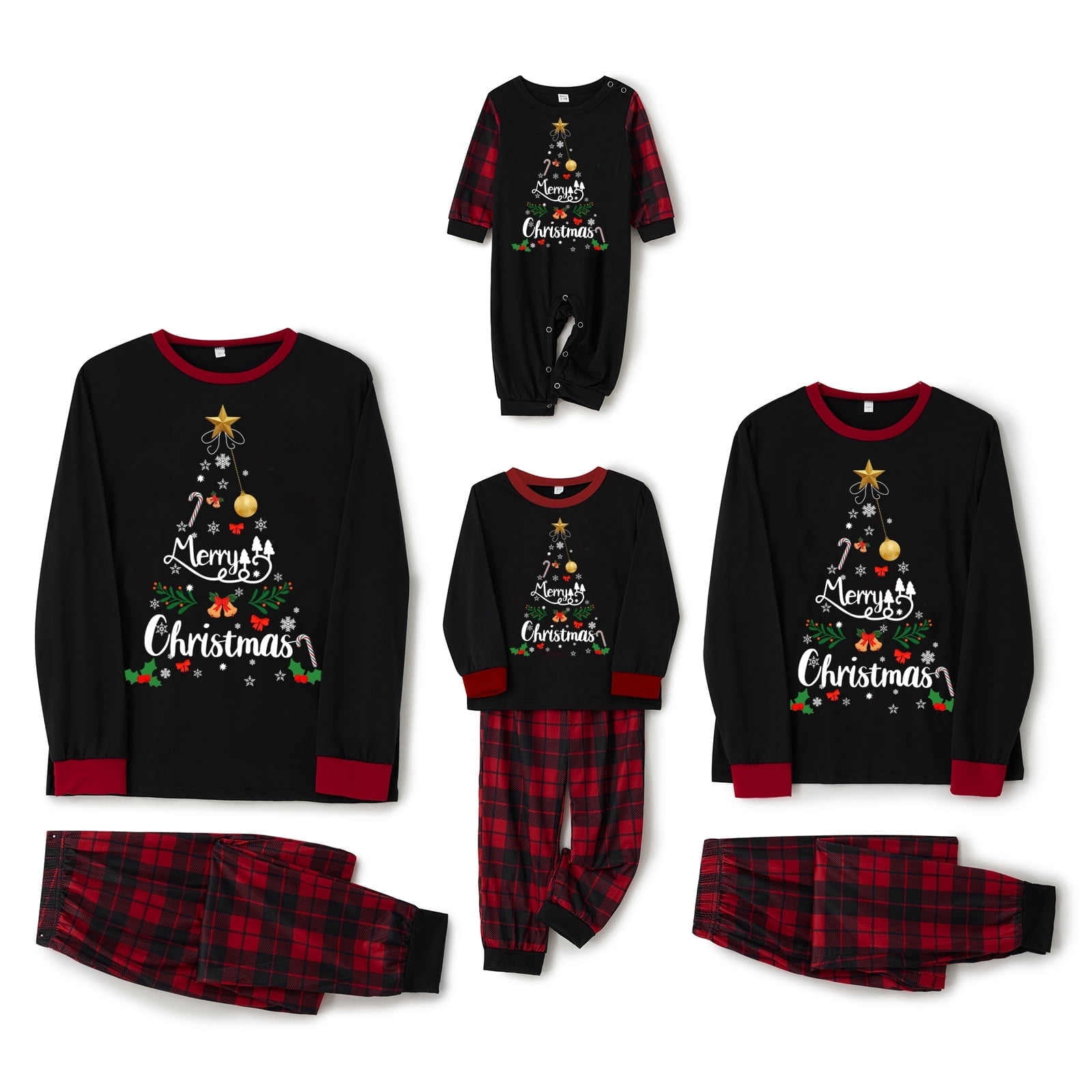 Jaweiwi Family Matching Christmas Pajamas Set, Letter Snowflake Print — free download