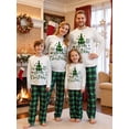 thumbnail image 1 of Jaweiwi Family Matching Christmas Pajamas Set, Long Sleeve Christmas Tree Letter Print T shirt Tops Green Plaid Pants Holiday Sleepwear Outfits, 1 of 11