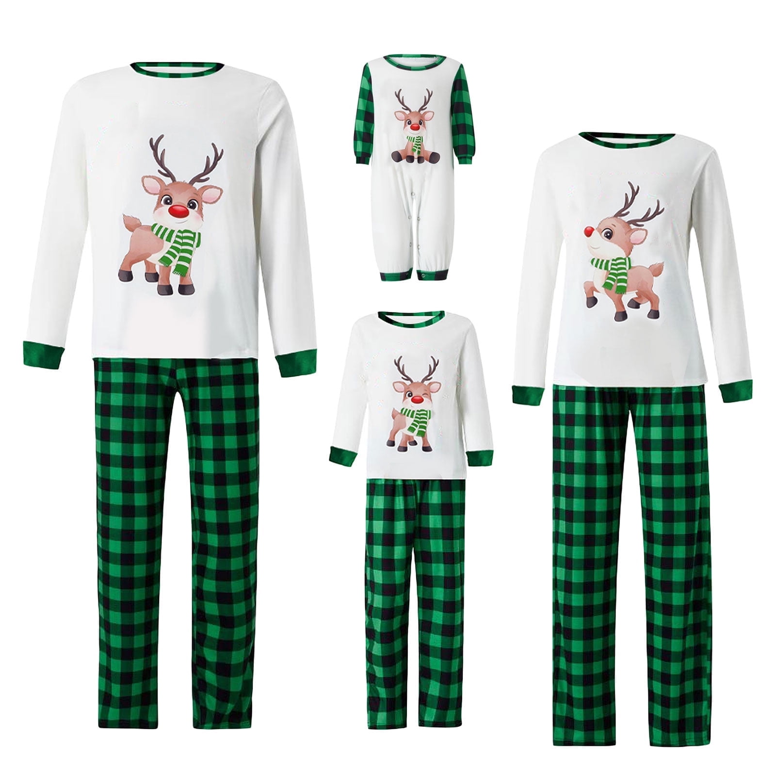 Jaweiwi Matching Christmas Pajamas for Family, Long Sleeve Cartoon Deer ...